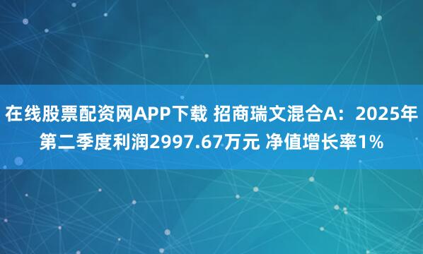 在线股票配资网APP下载 招商瑞文混合A：2025年第二季度利润2997.67万元 净值增长率1%