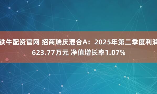铁牛配资官网 招商瑞庆混合A：2025年第二季度利润623.77万元 净值增长率1.07%